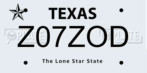 Z07ZOD Texas License Plate