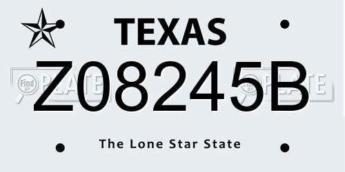 Z08245B Texas License Plate