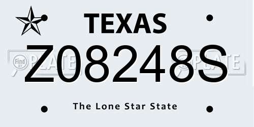 Z08248S Texas License Plate