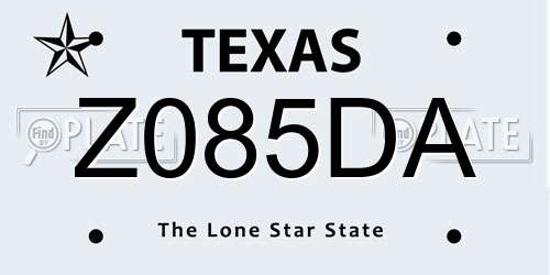 Z085DA Texas License Plate