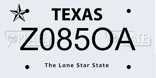 Z085OA Texas License Plate