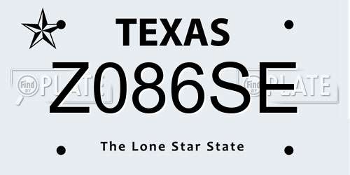 Z086SE Texas License Plate