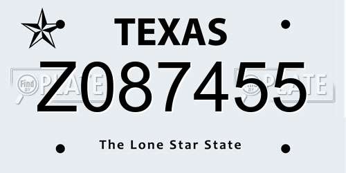 Z087455 Texas License Plate