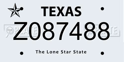 Z087488 Texas License Plate