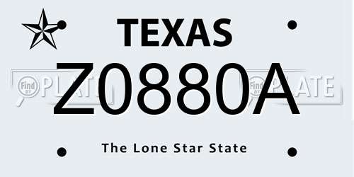 Z0880A Texas License Plate