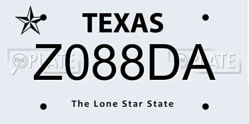 Z088DA Texas License Plate