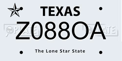 Z088OA Texas License Plate