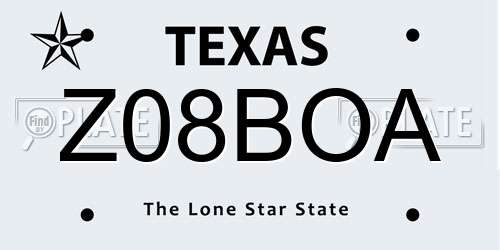 Z08BOA Texas License Plate