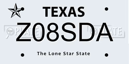 Z08SDA Texas License Plate