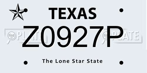 Z0927P Texas License Plate