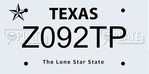 Z092TP Texas License Plate