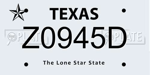 Z0945D Texas License Plate