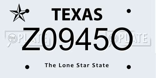 Z0945O Texas License Plate