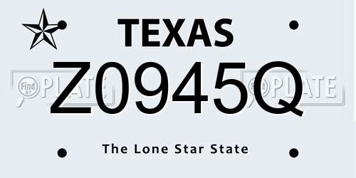 Z0945Q Texas License Plate