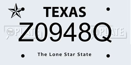Z0948Q Texas License Plate