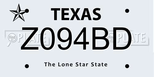 Z094BD Texas License Plate
