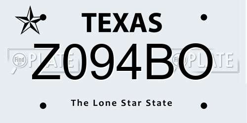 Z094BO Texas License Plate