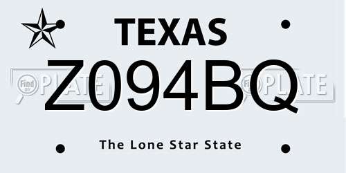 Z094BQ Texas License Plate