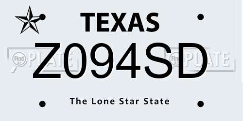 Z094SD Texas License Plate