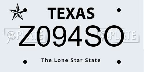 Z094SO Texas License Plate