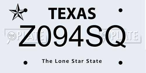 Z094SQ Texas License Plate