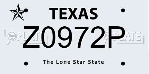 Z0972P Texas License Plate