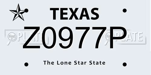Z0977P Texas License Plate