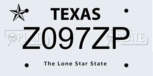 Z097ZP Texas License Plate