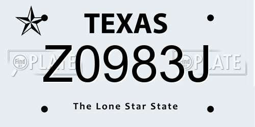 Z0983J Texas License Plate