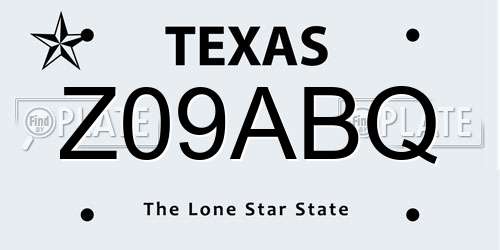 Z09ABQ Texas License Plate
