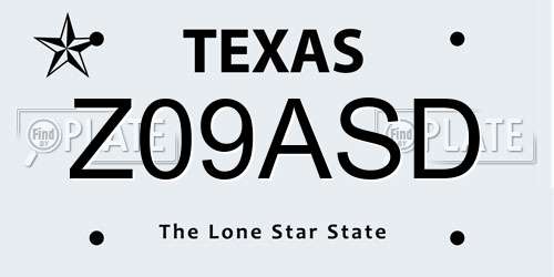 Z09ASD Texas License Plate