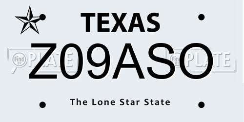 Z09ASO Texas License Plate