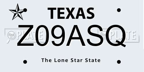 Z09ASQ Texas License Plate