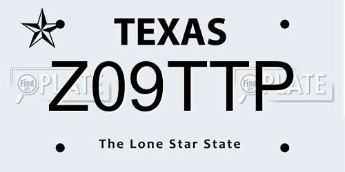 Z09TTP Texas License Plate
