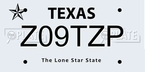 Z09TZP Texas License Plate