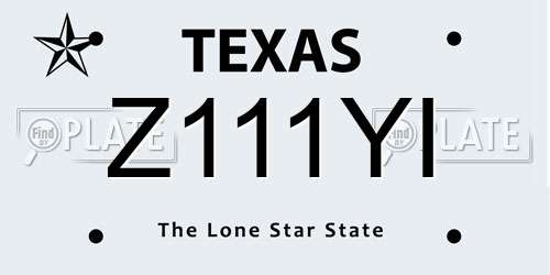 Z111YI Texas License Plate