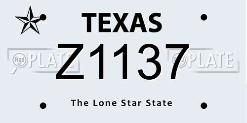 Z1137 Texas License Plate