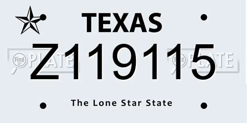 Z119115 Texas License Plate