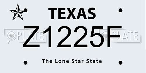 Z1225F Texas License Plate