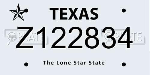 Z122834 Texas License Plate