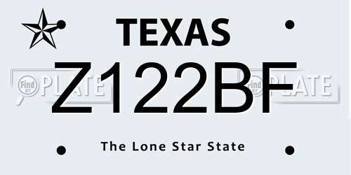 Z122BF Texas License Plate