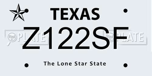 Z122SF Texas License Plate