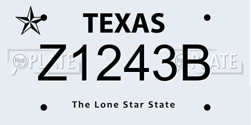 Z1243B Texas License Plate