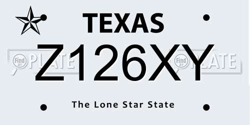 Z126XY Texas License Plate