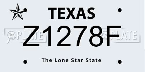 Z1278F Texas License Plate