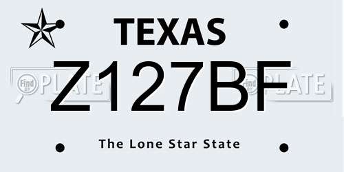 Z127BF Texas License Plate