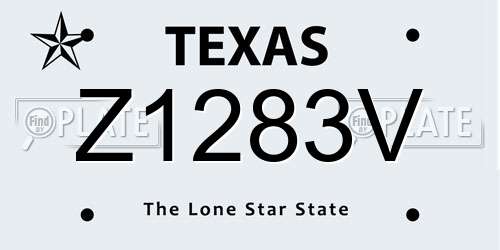 Z1283V Texas License Plate