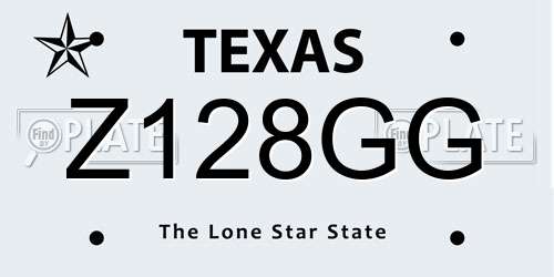 Z128GG Texas License Plate