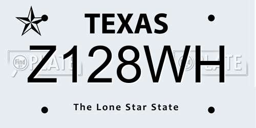 Z128WH Texas License Plate