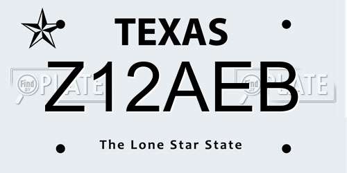 Z12AEB Texas License Plate